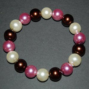 Chunky Bracelet,Large 14mm Beads,Glass Pearl Beaded Bracelet,Party Bracelet